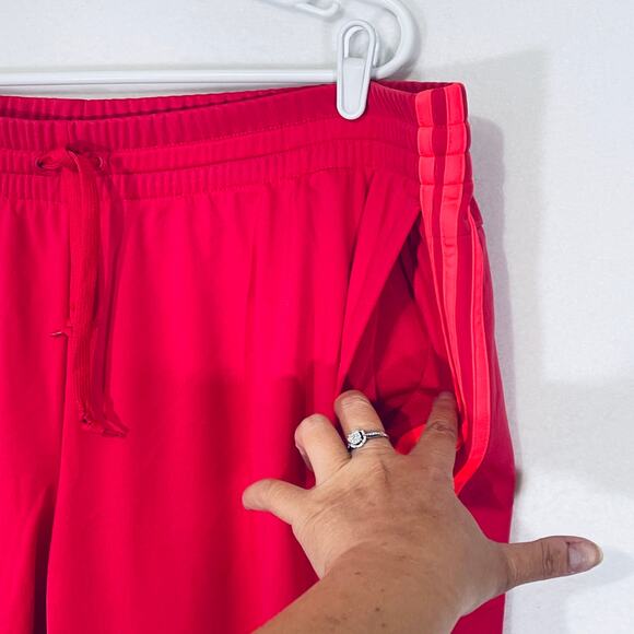 Adidas Jogger Womens Plus 3X Pink Neon Pockets 3 Stripe Drawstring Athleisure - Picture 3 of 8